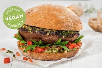 Nordsee mit veganem Portobello-Brötchen