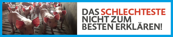 Petition zu BREF: Banner gegen Vollspaltenböden